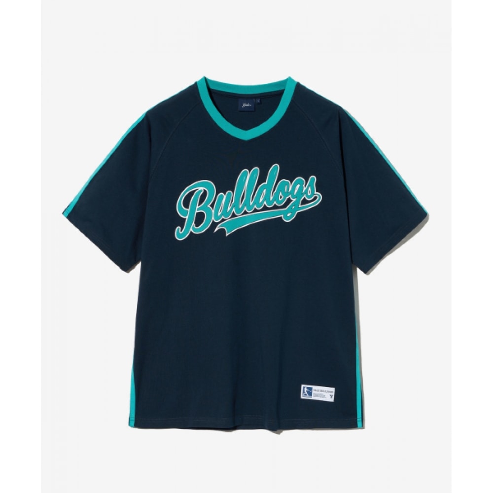 イェールベースボールタッピング VネックラグランTシャツネイビー/ジェイドグリーン