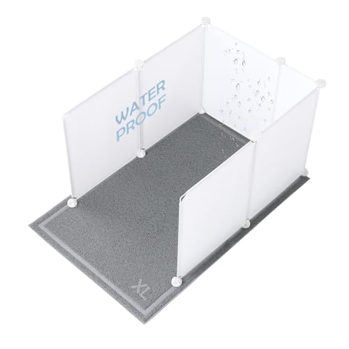 特大猫トイレボックス 囲い＆スプラッシュガード 68.6×50.8cm 猫 ガード＆ペットガード 柵 大型猫用トイレマット＆猫トイレ収納 お手入れ簡単 子猫用・シニア対応 (ホワイト)
