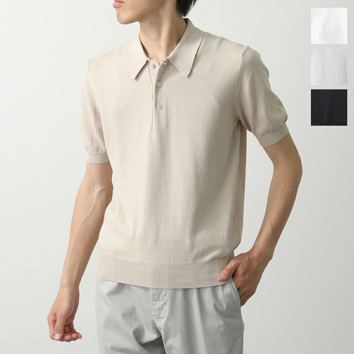 GRAN SASSO グランサッソ ポロシャツ 55165 18190 メンズ コットン 半袖 ニットポロ 12ゲージ カラー5色