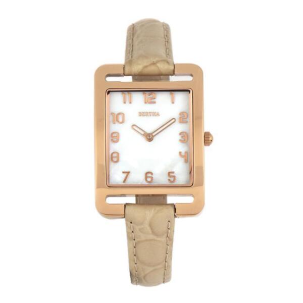 カジュアル腕時計 Bertha Marisol Swiss MOP Leather-Band Watch - Cream