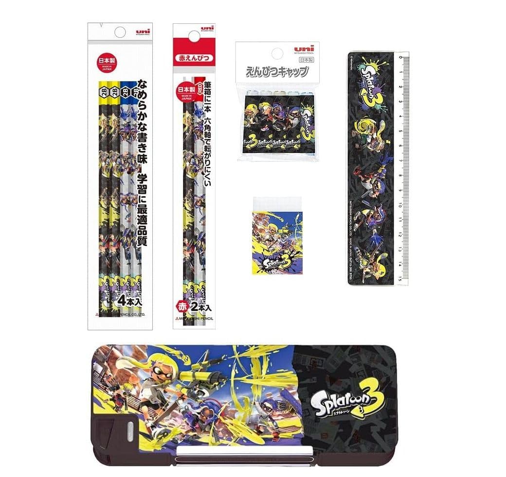 三菱鉛筆 新入学 スプラ3 文具セット （ペンケース 鉛筆2B 赤鉛筆 定規 消しゴム 鉛筆キャップ） (６点セット) 5,100円