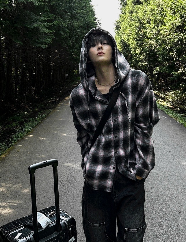 [COSYHARU公式]shea hooded checkered shirt