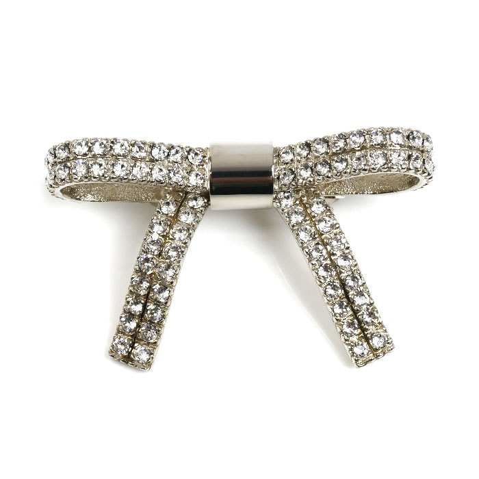 MIUMIU ミュウミュウ クリスタル リボン バレッタ 5JF029 レディース 中古 美品