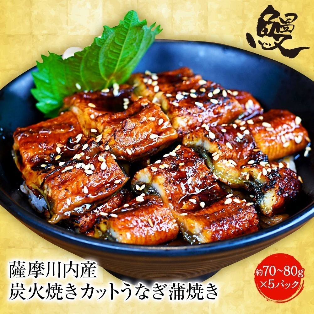 薩摩川内 国産炭火焼 カットうなぎ蒲焼き 約80g 5パック 国産鰻 鹿児島