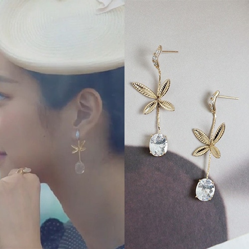 送料無料韓国ドラマ[Its Okay to Not Be Okay/サイコだけど大丈夫]/Seo Yeji/ソイェジ st. ゴールドリーフドロップピアス