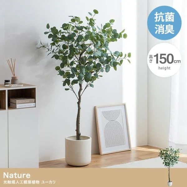 人工観葉植物 インテリアグリーン ユーカリ 光触媒 抗菌 消臭 フェイクグリーン 観葉植物 高さ150cm