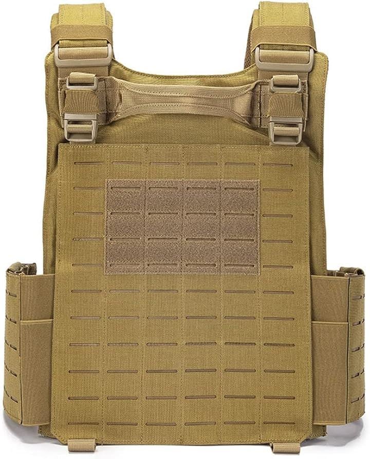 タクティカルベスト 軽量 プレートキャリア サバゲー用 サバイバルベスト MOLLE モール対応 戦術 サイズ調整可 1000Dナイロン素材 レーザー切断 アップグレード 通気(カーキ)