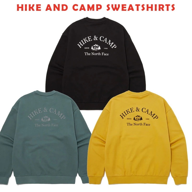 韓国正規品保証 関税負担なし NM5MP53A HIKE AND CAMP SWEATSHIRTS 男女兼用 長袖 スウェット シャツ カップル キャンプ おすすめデイリー 基本 着装 男子 女子 人