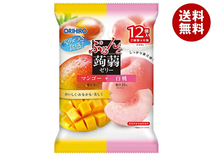 オリヒロ ぷるんと蒟蒻ゼリー マンゴー+白桃 (20g＊12個)＊12袋入＊(2ケース)洋菓子