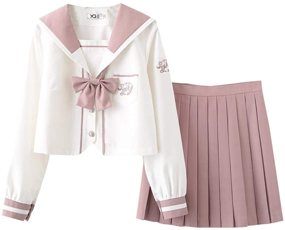 セーラー服 半袖 女子制服 学生服 女子高校生 コスチューム JK制服 ピンクの襟 可愛い 清純 7,460円