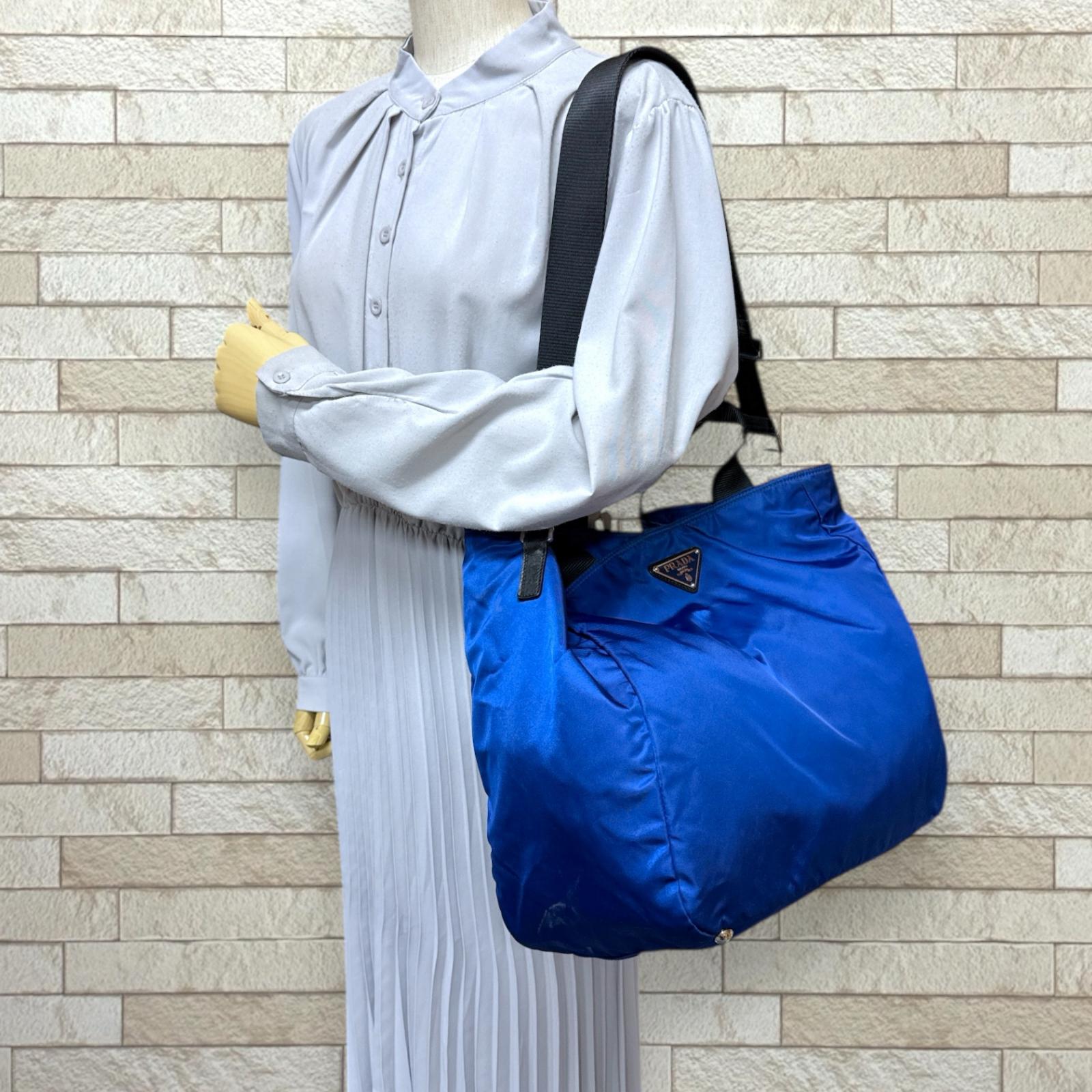 プラダ ショルダーバッグ ナイロン ブルー PRADA 中古 美品