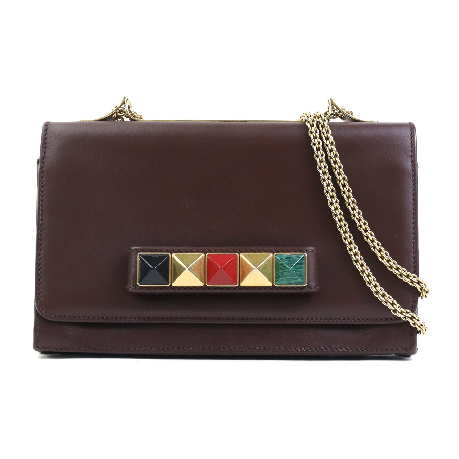 ヴァレンティノ ガラヴァーニ Valentino Garavani ショルダーバッグ レザー/メタル ダークブラウン/ゴールド レディース e60273a