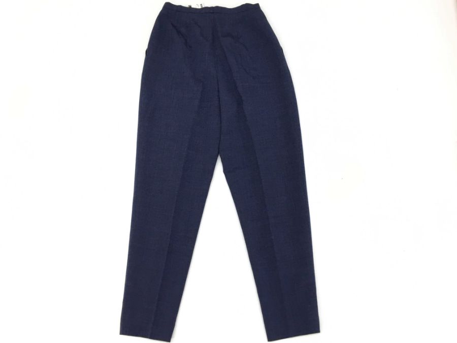 レディース パンツ 9号サイズ スラックス ブルー系 女性用 シルクウール 【中古品】