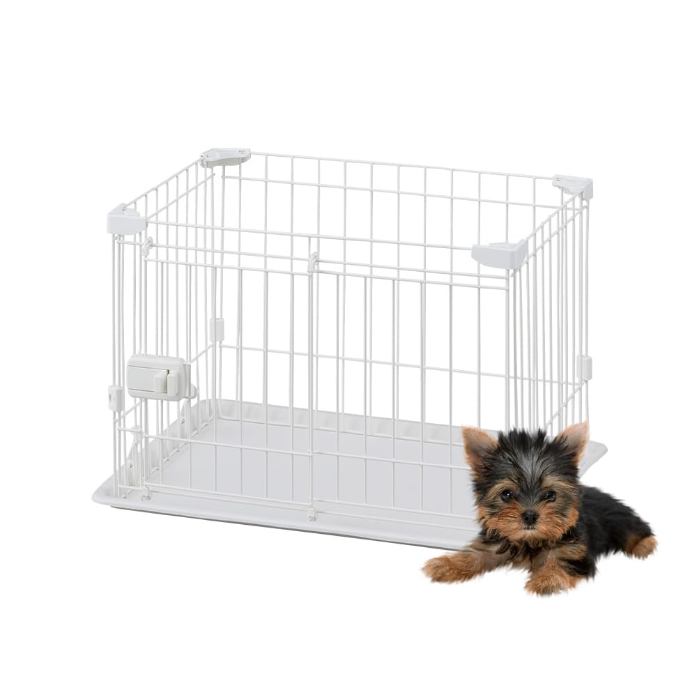 アイリスオーヤマ 犬 組み立て サークル システムサークルトレー付き STS-400T ホワイト 超小型犬用 幅60×奥行45×高さ41cm 5,939円