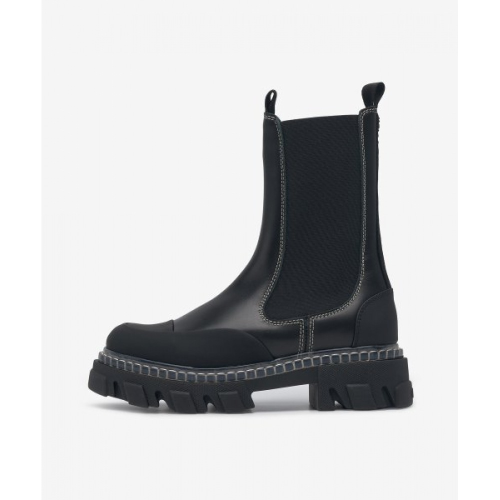 GANNI レディースクリートミッドチェルシーブーツ-ブラック/S1899099