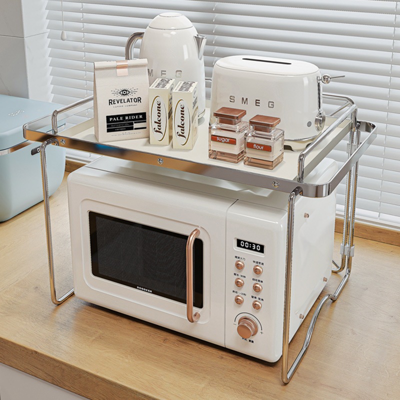 不锈钢轻奢厨房多功能微波炉架子置物架台面烤箱支架电饭煲收纳架