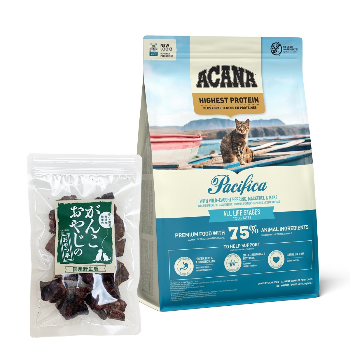 ハイエストプロテイン パシフィカキャット 1.8kg キャットフード【国産鹿ラング15g付き】