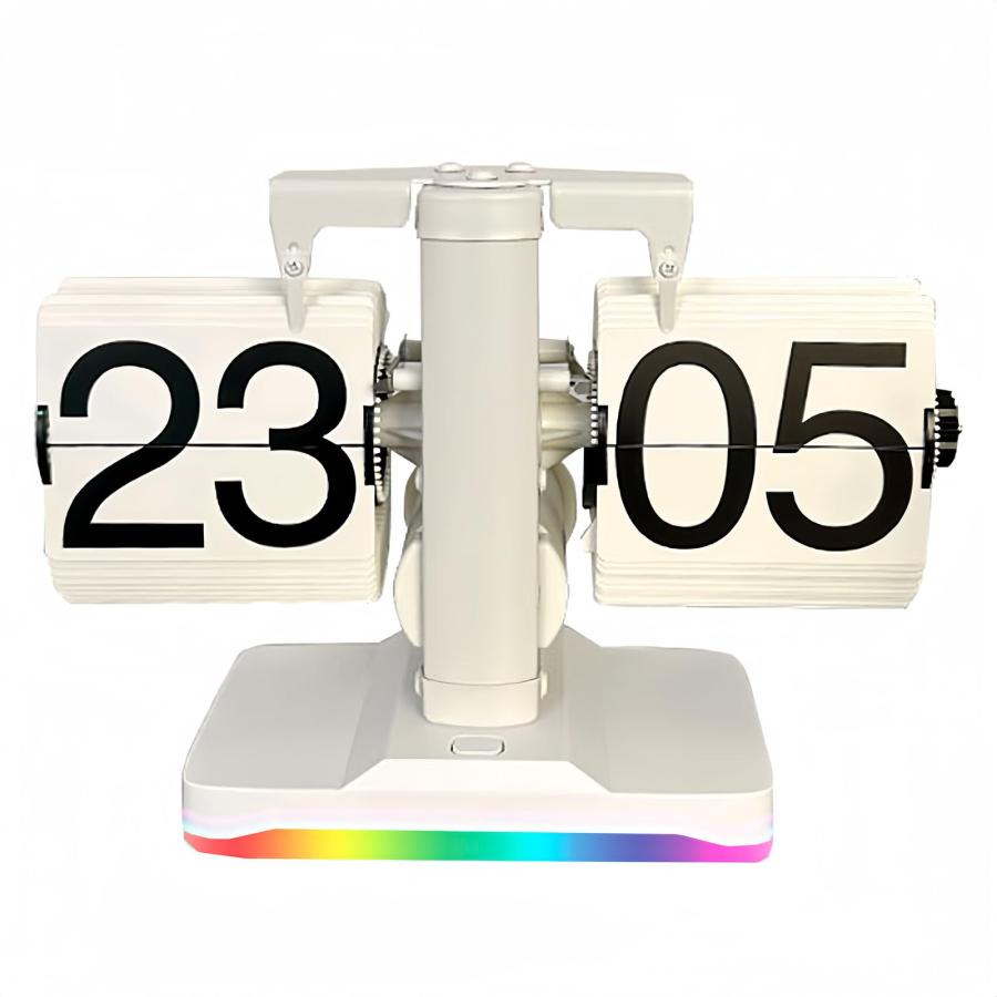 新モデル フリップクロック ギア搭載のフリップ時計 パタパタ時計 機能満載LED色付きのライト ライトの色を自由に変えることができる 母の日 ギフト 誕生日/祝日