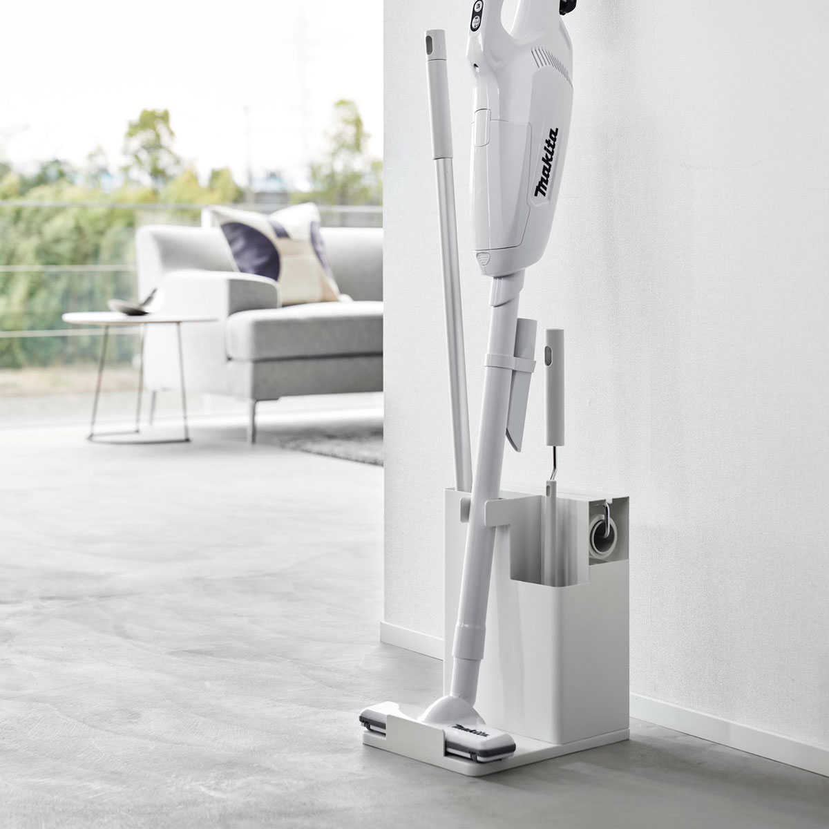 掃除道具収納 山崎実業 tower タワー スティッククリーナー＆ツールオーガナイザー 1553 ホワイト