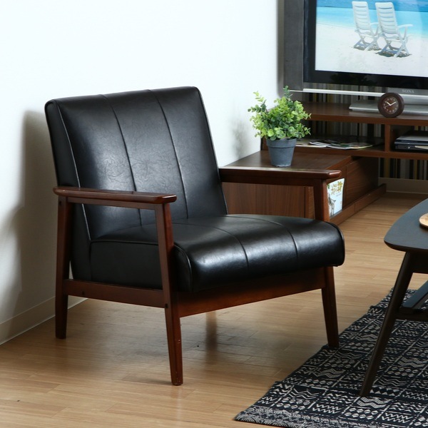 ソファ 幅65cm 一人掛け 1人用 レザー調 ひじ掛け 木製 合成皮革 ソファー ソファチェア 肘掛け レザー風 リビング リビングソファ 1人掛け 一人掛け用 モダン おしゃれ かっこいい