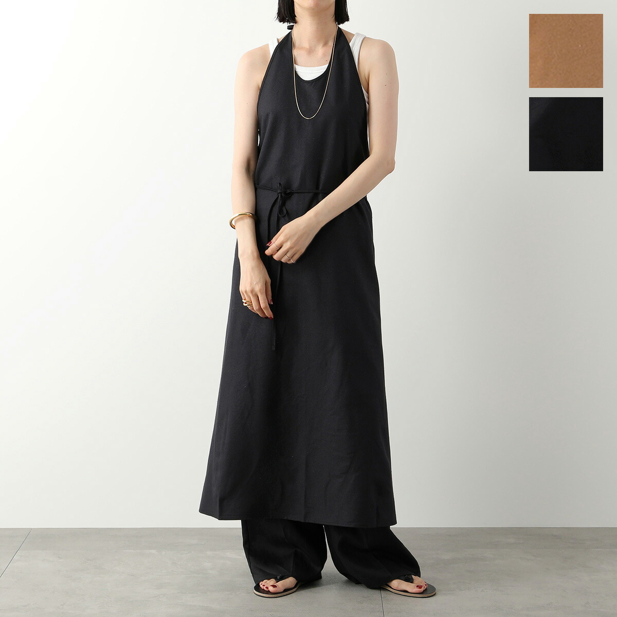 BASERANGE ベースレンジ ワンピース APRON DRESS DRAP RS 000 レディース シルク ノースリーブ ロング丈 ホルターネック カラー2色その他 ワンピース・ドレス