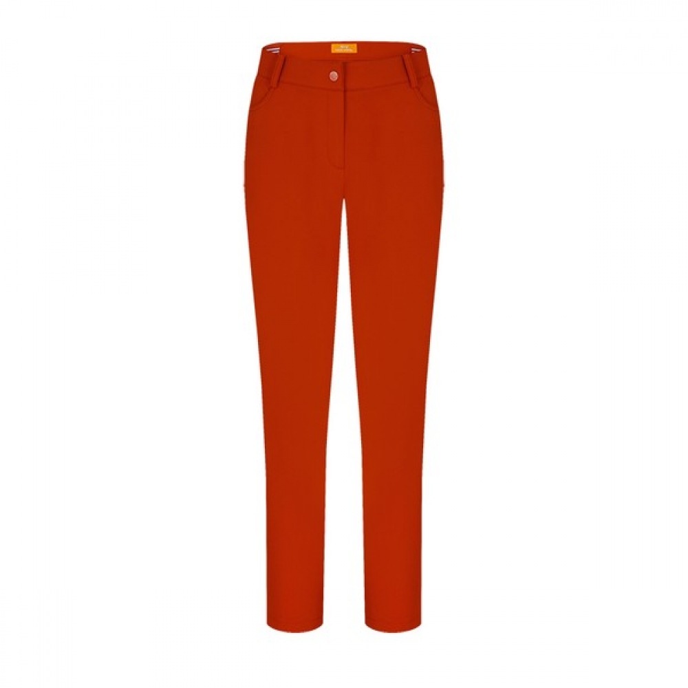 [ルイカステル] レディースソリッドダブルサイドラインバンドジーンズパンツ (スリムストレート)