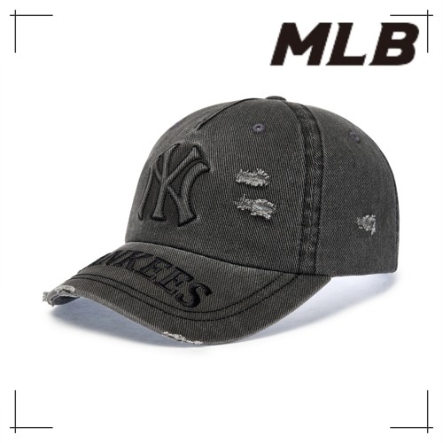 MLB公式 キャップ Vintage Embossed Damage Unstruck Ball Cap NY (Charcoal Grey)