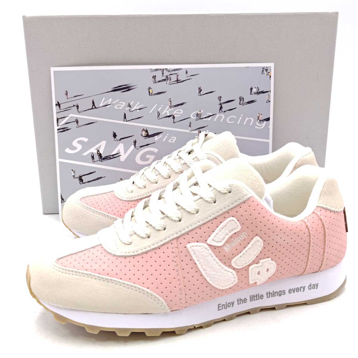【中古・未使用品】SANGACIO サンガッチョ Wakos room イニシャルスニーカー 24.5cm ピンク W-SGC-2406-Y レディース