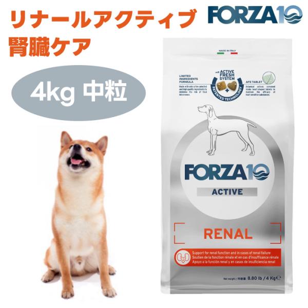 【リニューアル】 FORZA10 リナールアクティブ 腎臓ケア 4kg 中粒 ドッグフード 犬 餌 療養食 フォルツァ10 腎臓 リン カルシウム