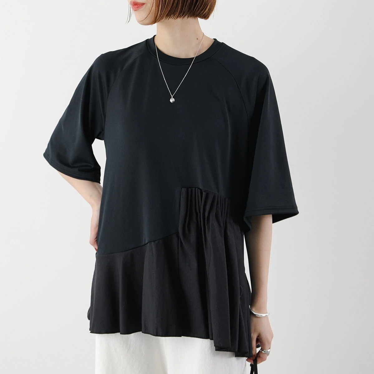 MARECHAL TERRE マルシャル・テル ジャージートップス ZMT252CT130 レディース ペプラム ギャザー 五分袖 ラグランスリーブ セットアップ可能 009/blk 【mega】