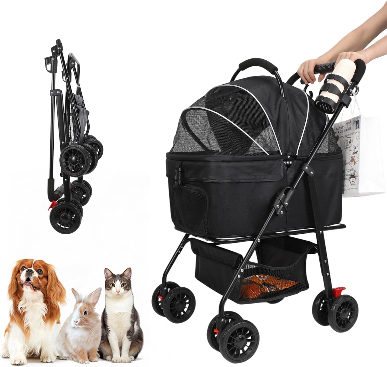 ペットカート 分離式 犬 カート 3WAY 犬用 ベビーカー ペットバギー ワンタッチ折り畳み 対面式 フルオープン