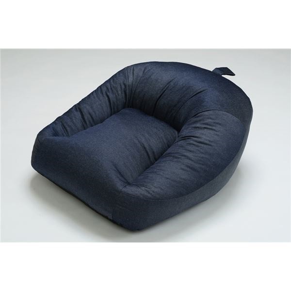 ふんわり あぐらクッション/ローソファー [1人掛け デニム生地 インディゴ] コンパクト 日本製