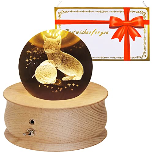 色：猫＆毛糸団(曲目-君をのせて） サイズ：02台座 【2023最新正規品】オルゴール クリスマス