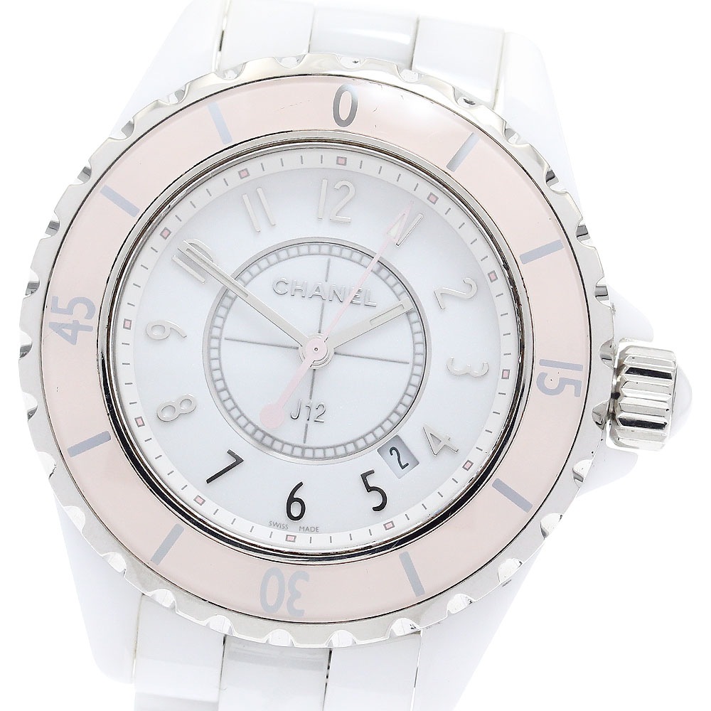 シャネル CHANEL H4467 J12 ソフトピンク 白セラミック 世界限定1200本 クォーツ レディース 保証書付き_911232【中古】