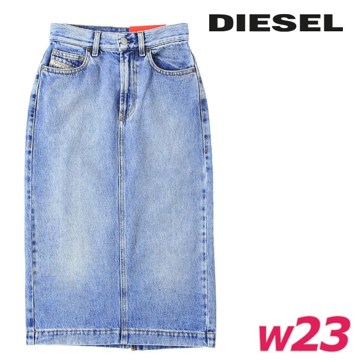 ミディ丈デニムスカート レディース DE-RONNY ヴィンテージウォッシュ加工 バックスリット die-l-s-g4-482