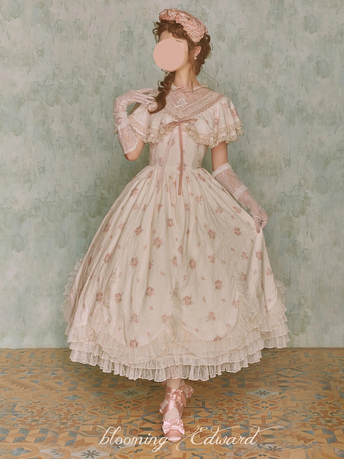 エドワードロリータ 帝国風ロングドレス ロリータドレス ブルーミングプリンセスドレス クラレトロ