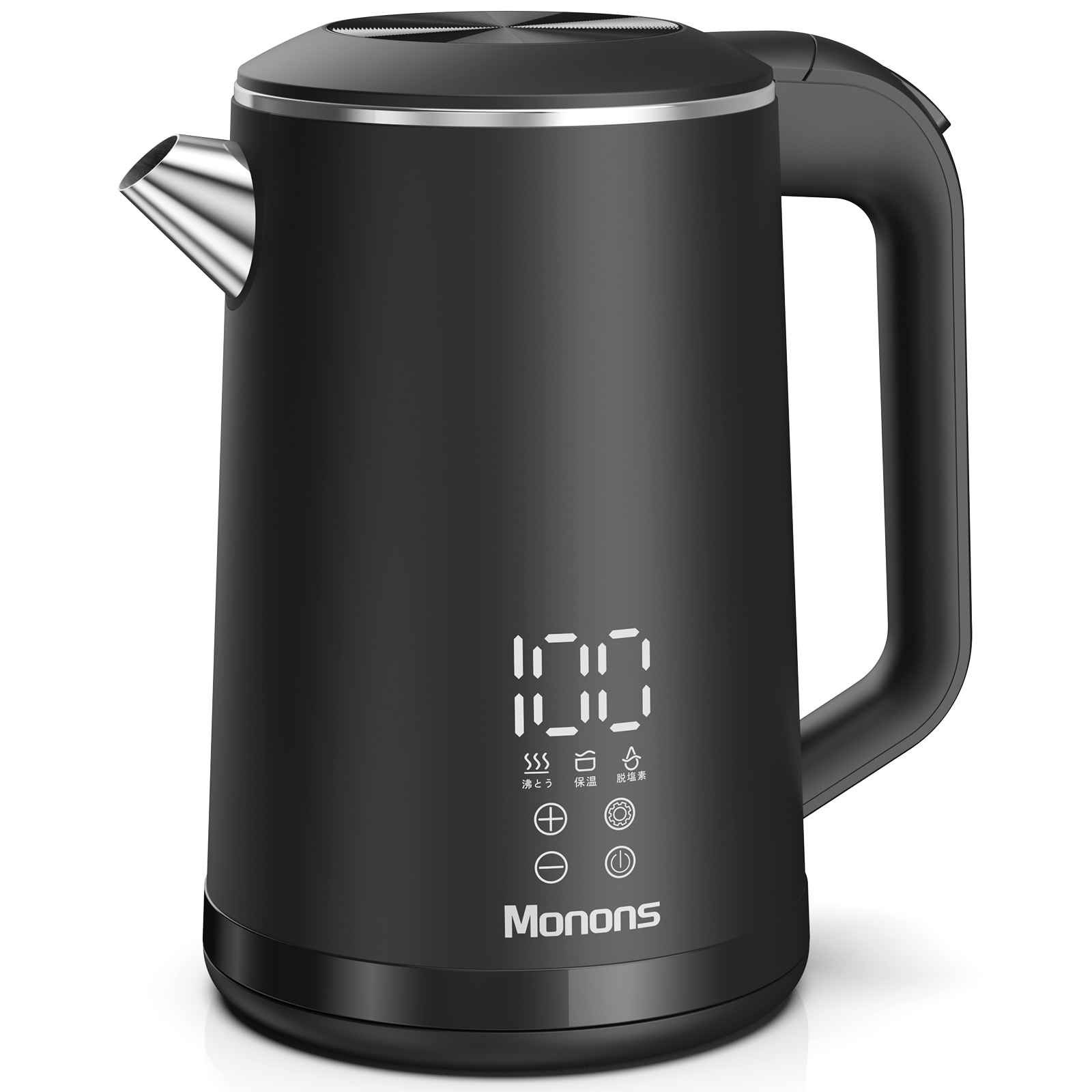 電気ケトル 電気ポット 1.6L大容量 空焚き防止 脱塩素除去機能 保温機能 温度調節 ボデーデジタルディスプレイ 8時間保温 二重構造 触れても熱くない 急速沸騰 1年保証 Sマーク