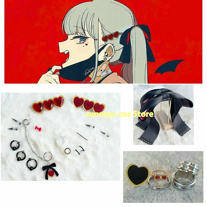 初音ミク ヴァンパイア ヘアピン　髪飾り 指輪　イヤリング　コスプレ道具　アクセサリー