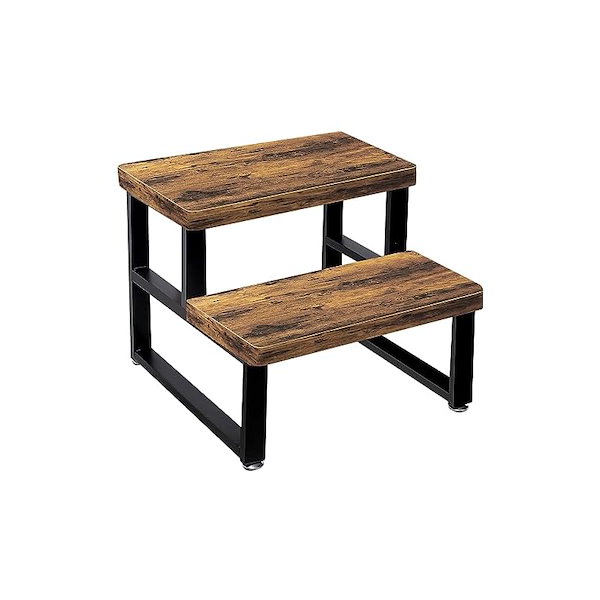 スモール ベッドサイド 脚立ステップスツール 2段 踏み台 木材 踏み台