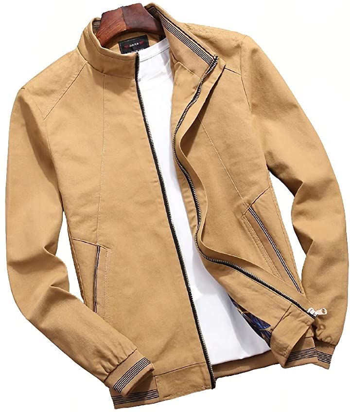 アスペルシオ ブルゾン ジップ ノーカラー ジャンパー メンズ ジャケット( ライトベージュ, 2XL) 5,695円