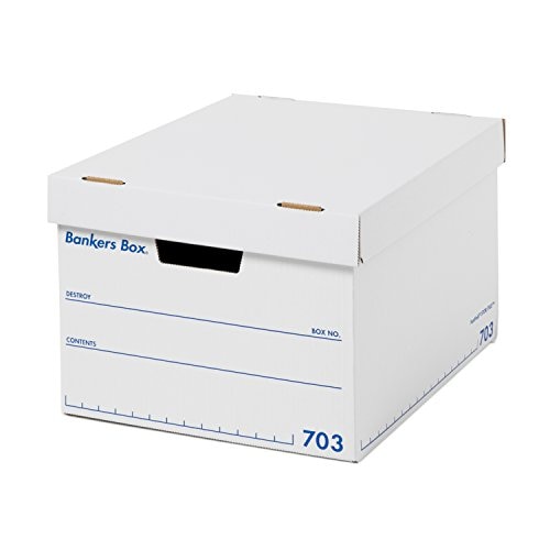 フェローズ バンカーズボックス 703S 白/青 3個1セット 収納ボックス Mサイズ ふた式 1006001