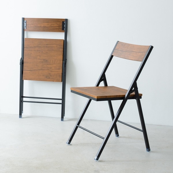 [4個セット]ヴィンテージスクエアチェア（ブラウン） イス チェア 背あり いす ダイニングチェア 折りたたみ椅子 折りたたみチェア 北欧風 韓国インテリア 木製 木目 シンプル NK-117