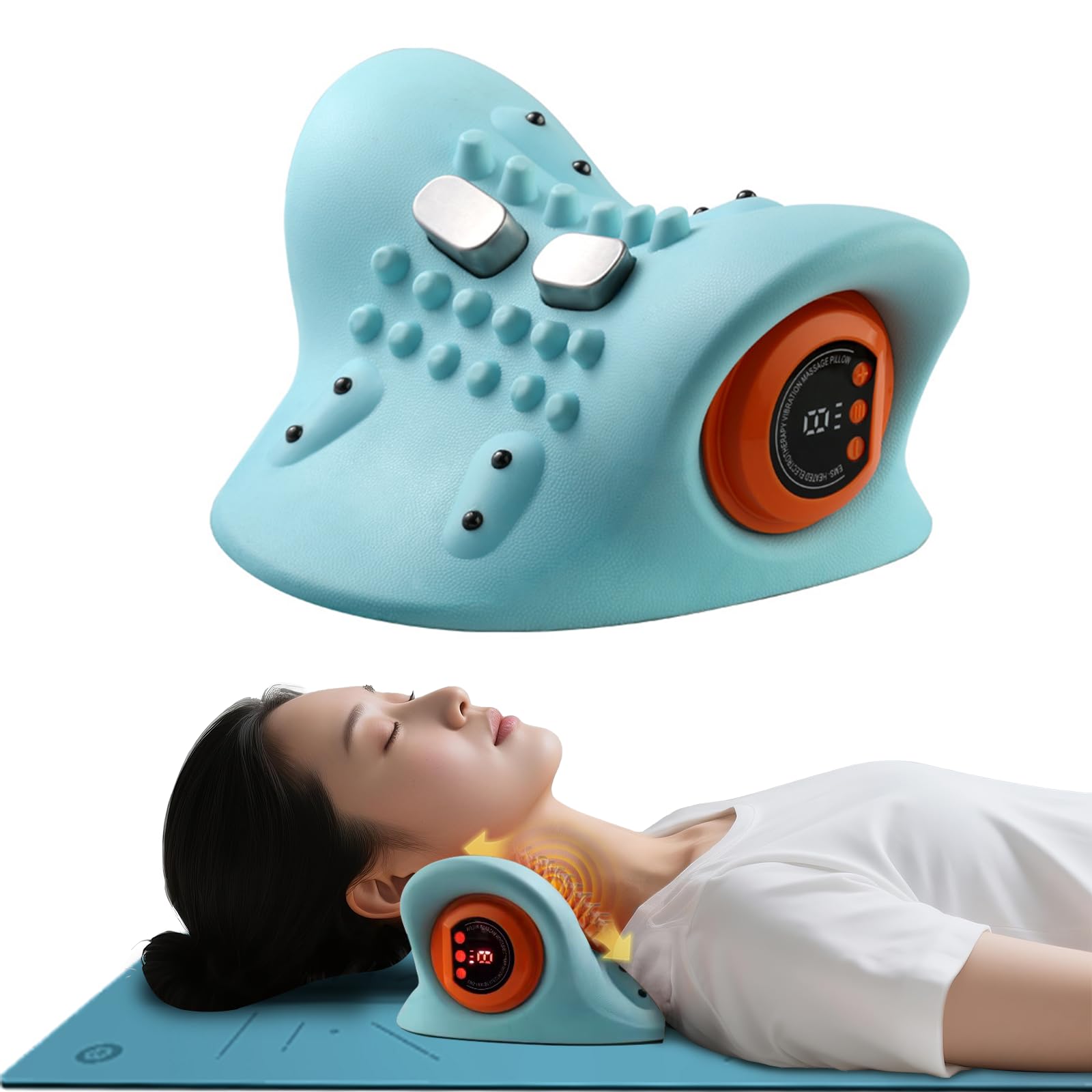 多機能 ピロー 3種類モード 3段階強度調節 簡単操作 Type-C充電式 軽量 男女兼用 母の日 父の日 誕生日プレゼント 日本語説明書 (水色)