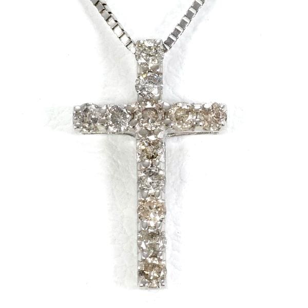 K10 10金 WG ホワイトゴールド ネックレス ダイヤ 0.20 約42cm ジュエリー 中古 14,483円