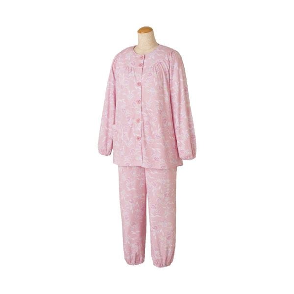 (まとめ）ケアファッション 大きめボタンパジャマ婦人用 ピンク LL 98000-03 1着 （柄指定不可）(10セット)