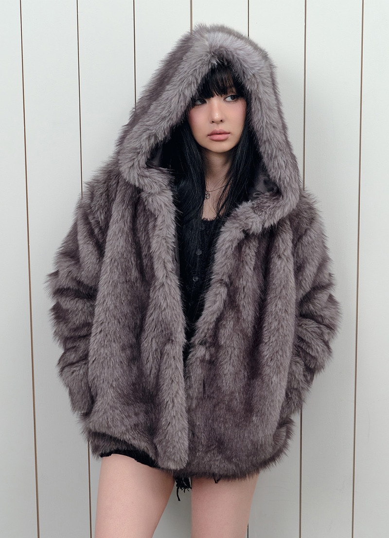 【AS"ON】 KOA HOOD FUR JACKET / GRAY 正規品