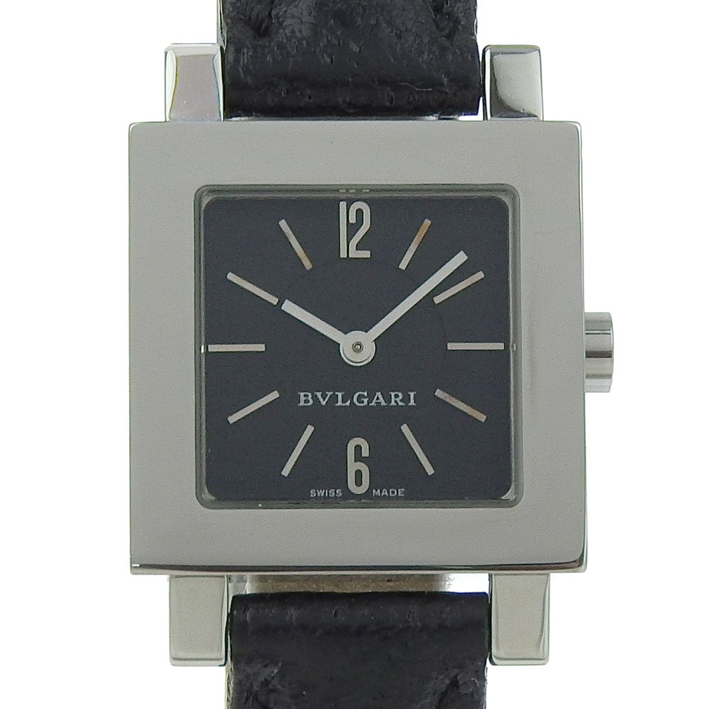 クアドラード SQ22SL 腕時計 ステンレススチール レザー クオーツ アナログ表示 レディース 黒文字盤 中古品