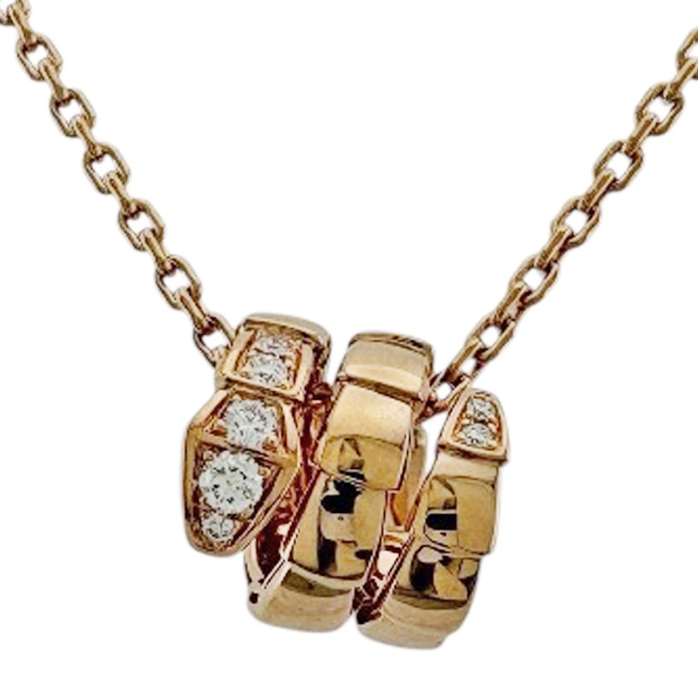 ブルガリ セルペンティ ヴァイパー ネックレス 18金 K18ピンクゴールド ダイヤモンド BVLGARI 中古 美品
