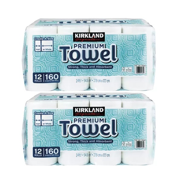 2個セットコストコ シグネチャー 2枚重ね ペーパータオル 160シート 12ロールx2個セット