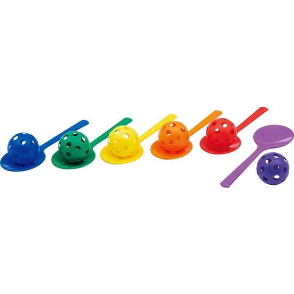 学校体育器具 スプーンリレー 6色1組 マルチカラー B2680